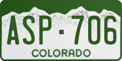 CO license plate ASP706