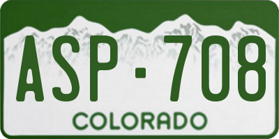 CO license plate ASP708