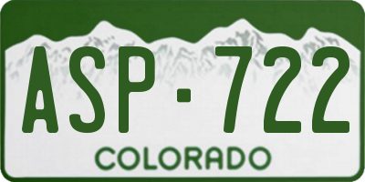 CO license plate ASP722