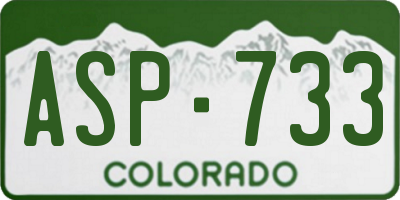 CO license plate ASP733