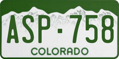 CO license plate ASP758
