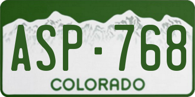 CO license plate ASP768