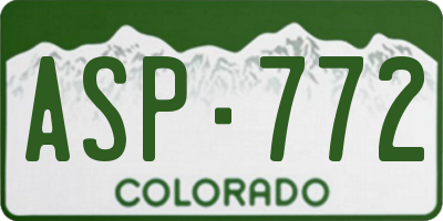 CO license plate ASP772
