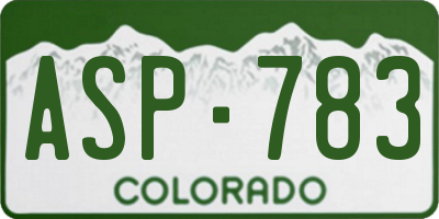 CO license plate ASP783