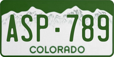 CO license plate ASP789