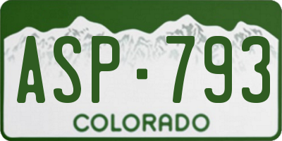 CO license plate ASP793