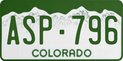 CO license plate ASP796
