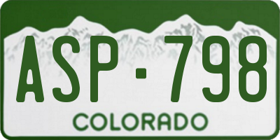 CO license plate ASP798