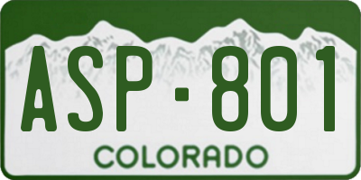 CO license plate ASP801