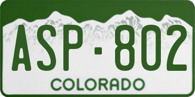 CO license plate ASP802
