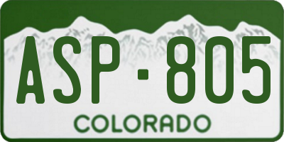 CO license plate ASP805