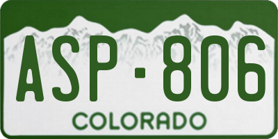 CO license plate ASP806
