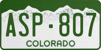 CO license plate ASP807