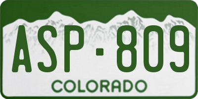 CO license plate ASP809