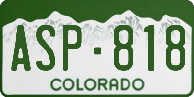 CO license plate ASP818