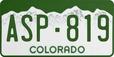 CO license plate ASP819