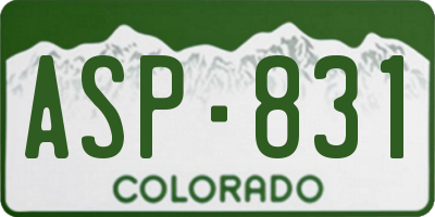 CO license plate ASP831