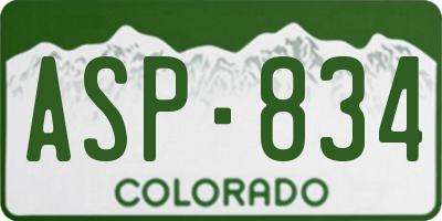 CO license plate ASP834