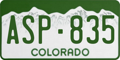 CO license plate ASP835