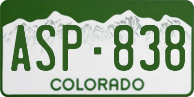 CO license plate ASP838