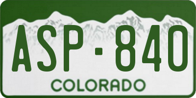 CO license plate ASP840