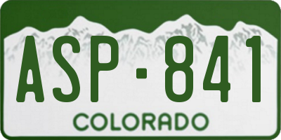 CO license plate ASP841