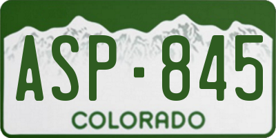 CO license plate ASP845