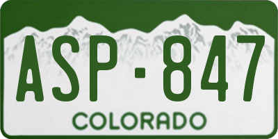 CO license plate ASP847