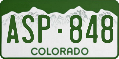 CO license plate ASP848