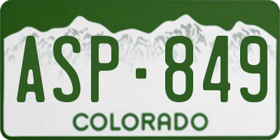CO license plate ASP849
