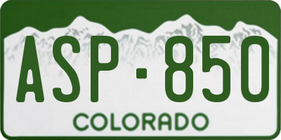 CO license plate ASP850