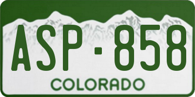 CO license plate ASP858