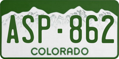 CO license plate ASP862