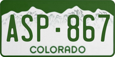 CO license plate ASP867