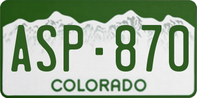 CO license plate ASP870
