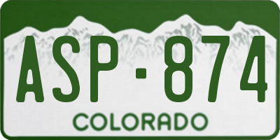 CO license plate ASP874