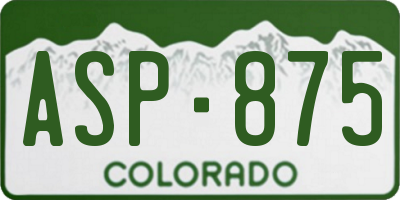CO license plate ASP875