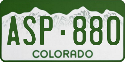 CO license plate ASP880