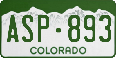 CO license plate ASP893