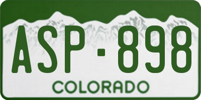 CO license plate ASP898