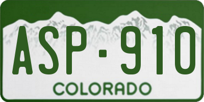 CO license plate ASP910