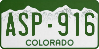 CO license plate ASP916