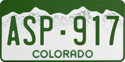 CO license plate ASP917