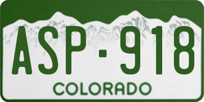 CO license plate ASP918