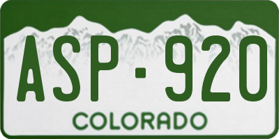 CO license plate ASP920