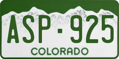 CO license plate ASP925