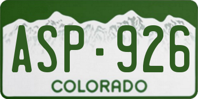 CO license plate ASP926