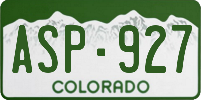 CO license plate ASP927