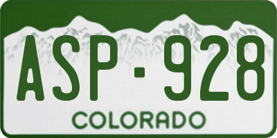 CO license plate ASP928