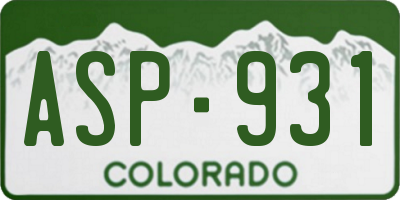CO license plate ASP931